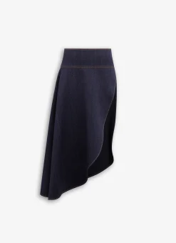 ASYMMETRICAL SKIRT IN WOOL DENIM