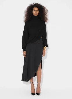 ASYMMETRICAL SKIRT IN WOOL DENIM