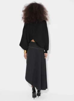 ASYMMETRICAL SKIRT IN WOOL DENIM