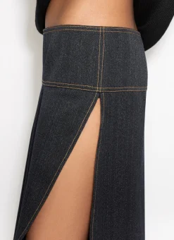 ASYMMETRICAL SKIRT IN WOOL DENIM