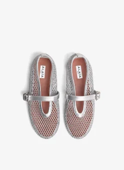 BALLET FLATS IN LAMINATED FISHNET
