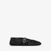 BALLET FLATS WITH STUDS ON FISHNET