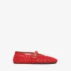 BALLET FLATS WITH STUDS ON FISHNET