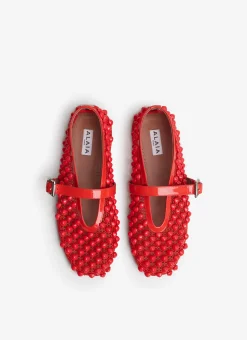 BALLET FLATS WITH STUDS ON FISHNET