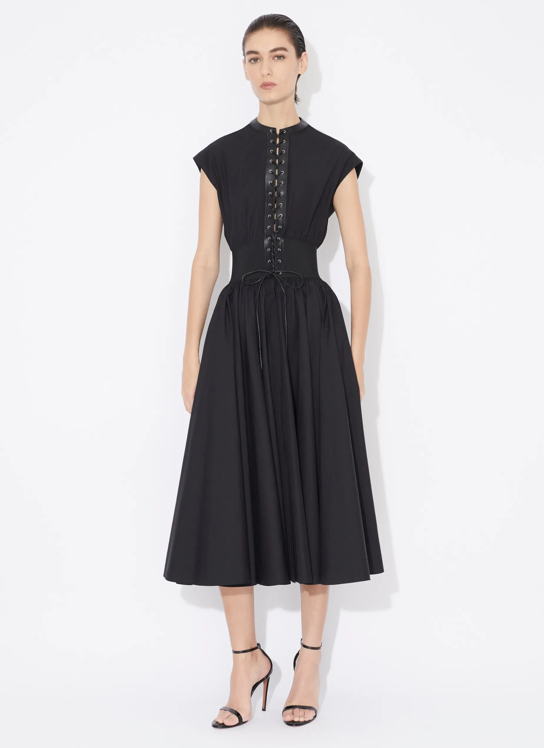 BELTED DRESS IN COTTON POPLIN