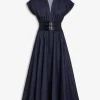 BELTED DRESS IN STRETCH RAW DENIM