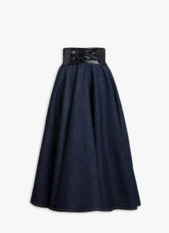 BELTED LAMBSKIN SKIRT