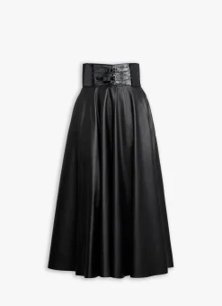 BELTED LAMBSKIN SKIRT