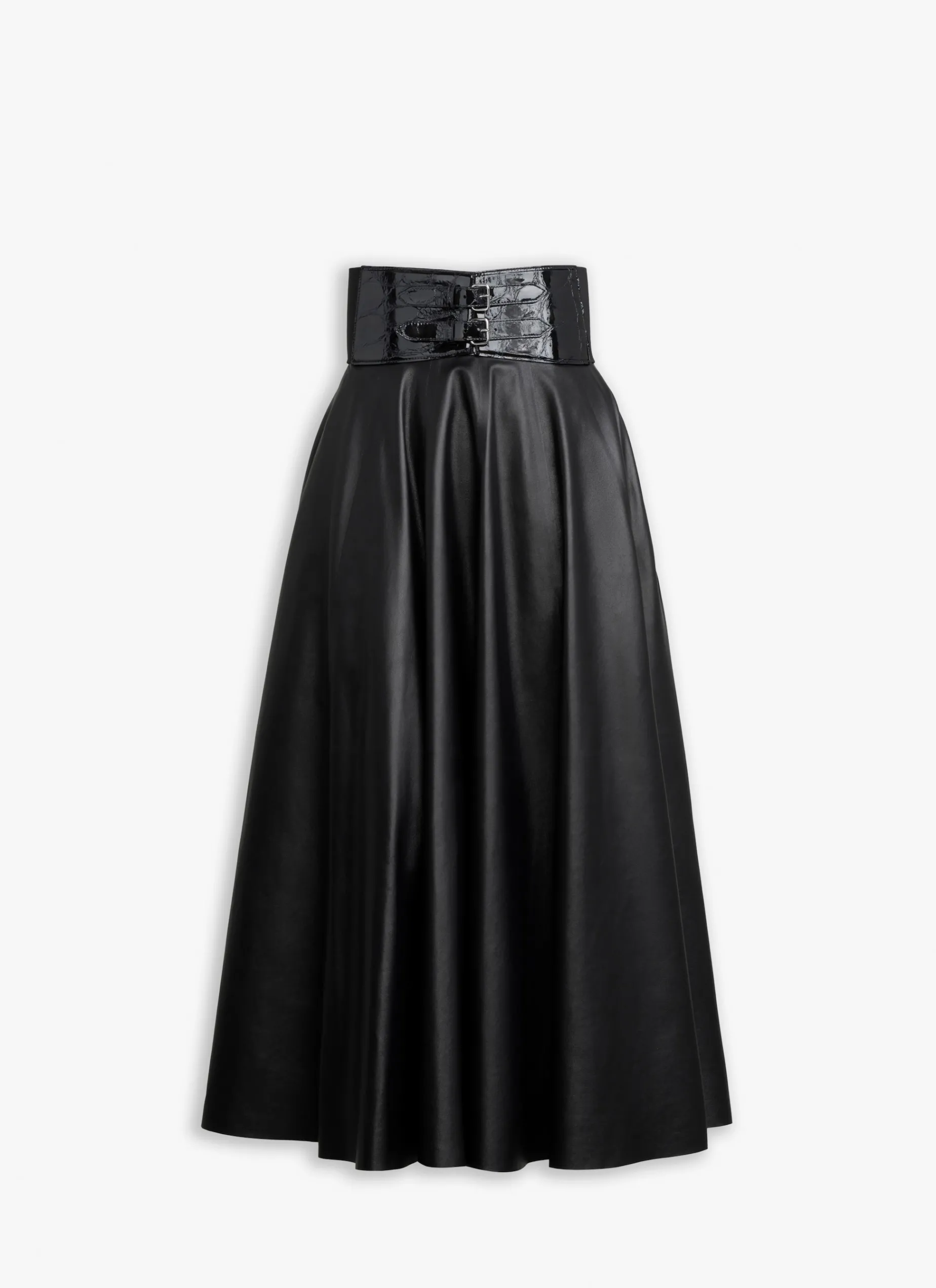 BELTED LAMBSKIN SKIRT