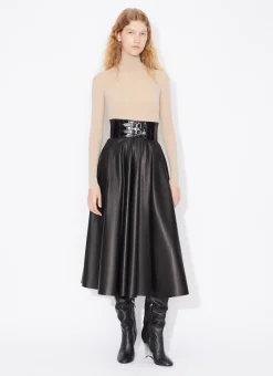 BELTED LAMBSKIN SKIRT