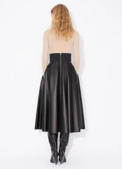 BELTED LAMBSKIN SKIRT