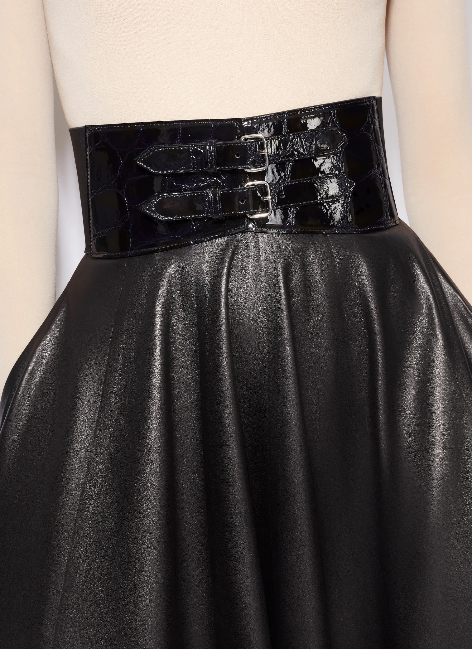 BELTED LAMBSKIN SKIRT