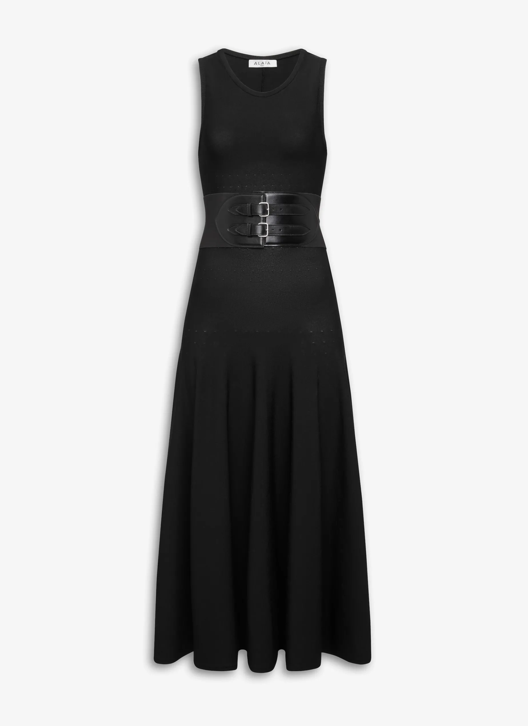 BELTED MIDI DRESS IN MAT VISCOSE KNIT