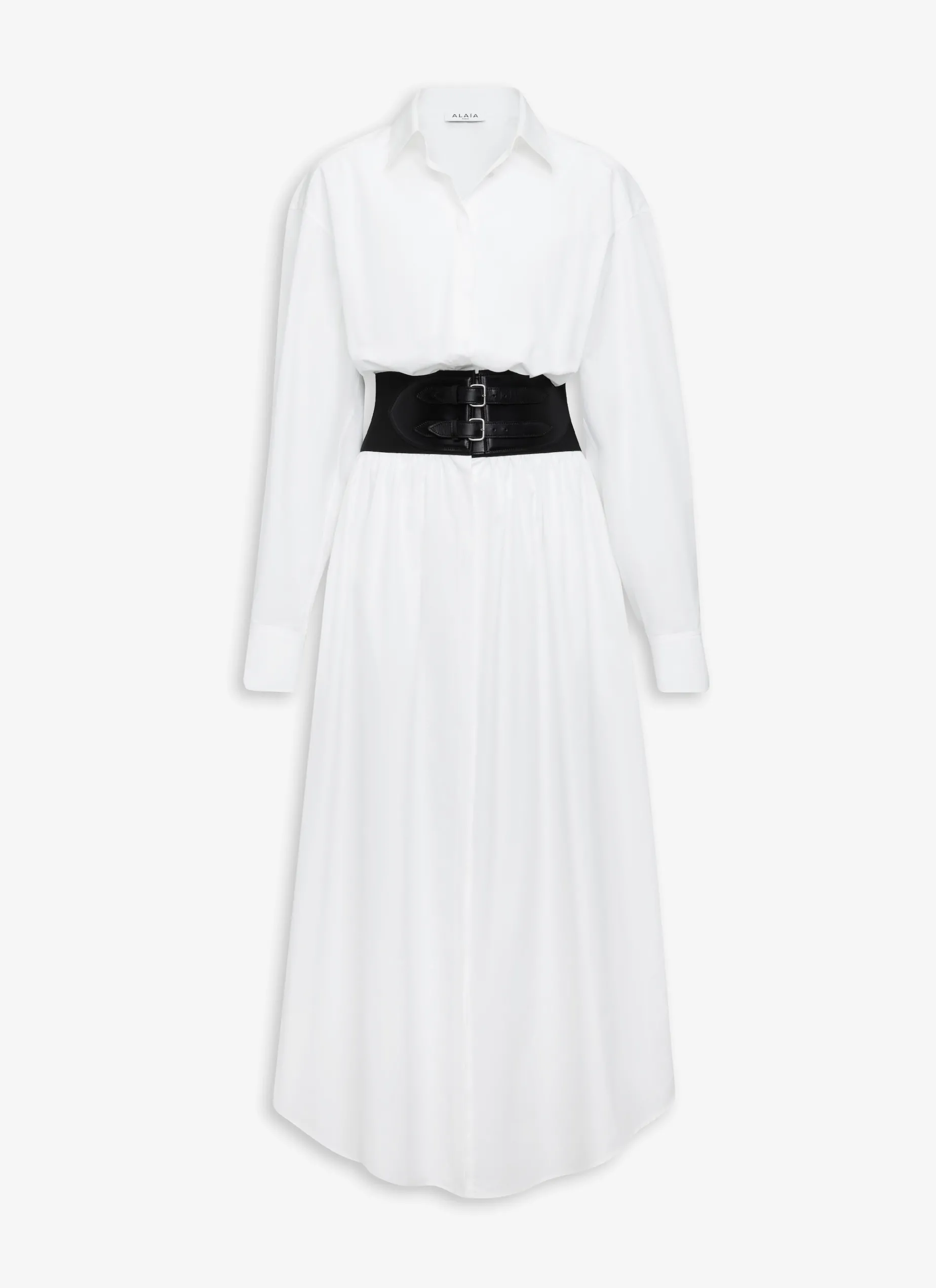BELTED SHIRT DRESS IN COTTON POPLIN