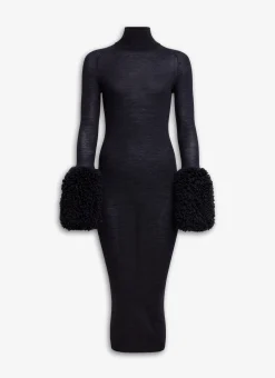 BODYCON KNIT DRESS WITH BUBBLE CUFFS