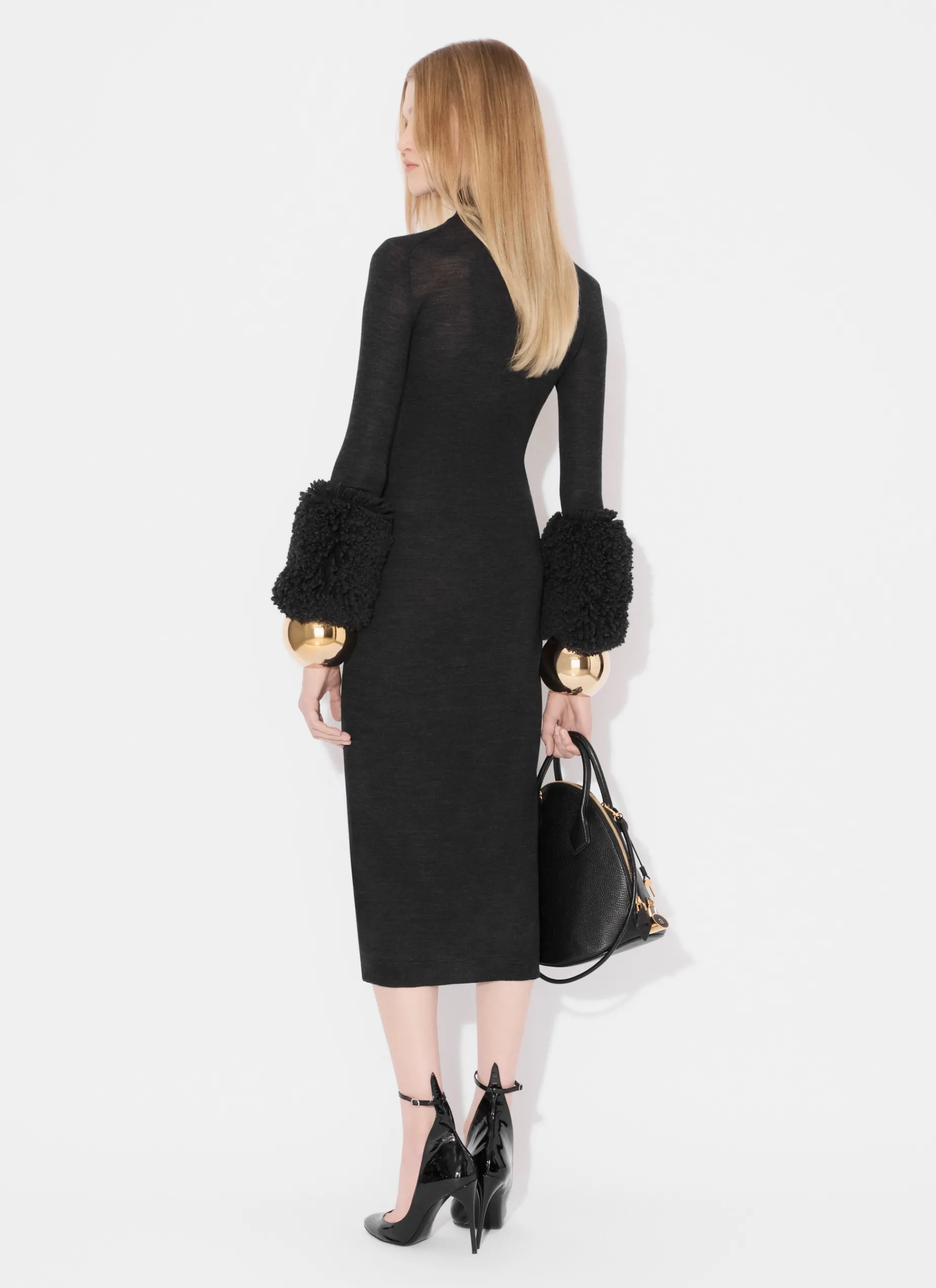 BODYCON KNIT DRESS WITH BUBBLE CUFFS