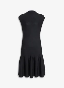 CAP SLEEVE DRESS IN SCULPTURAL GODET KNIT