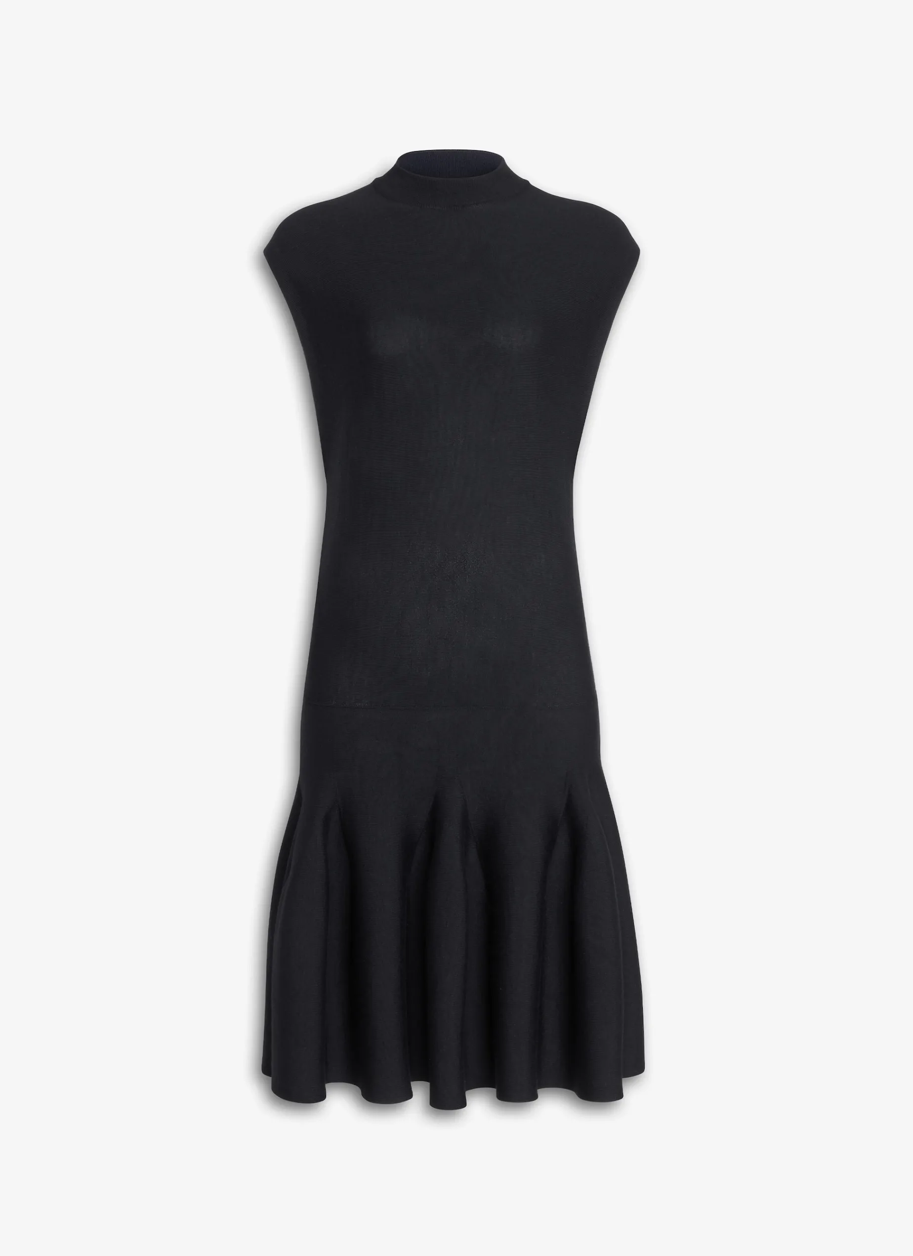 CAP SLEEVE DRESS IN SCULPTURAL GODET KNIT