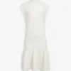 CAP SLEEVE DRESS IN SCULPTURAL GODET KNIT