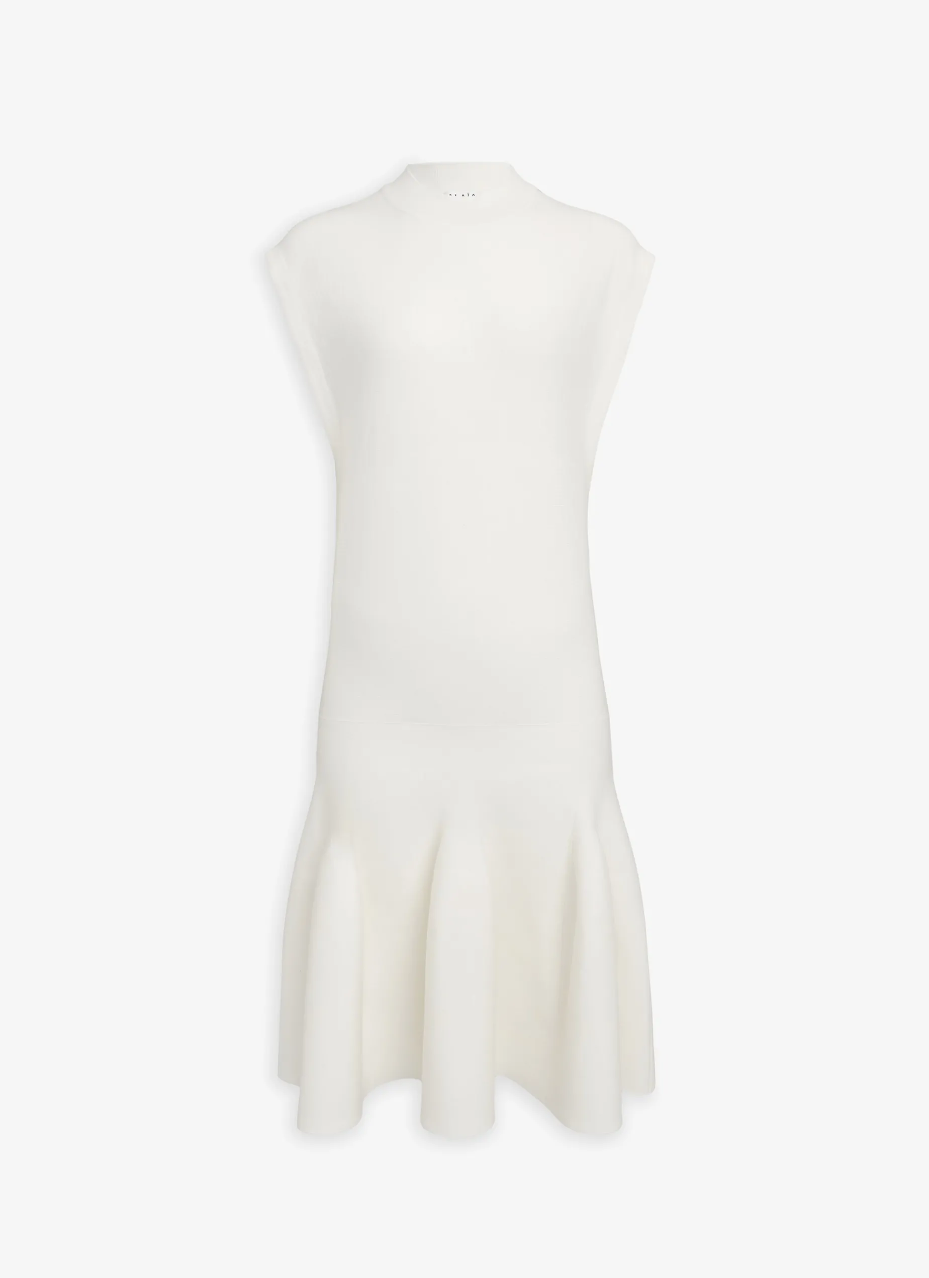 CAP SLEEVE DRESS IN SCULPTURAL GODET KNIT
