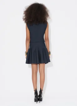 CAP SLEEVE DRESS IN SCULPTURAL GODET KNIT