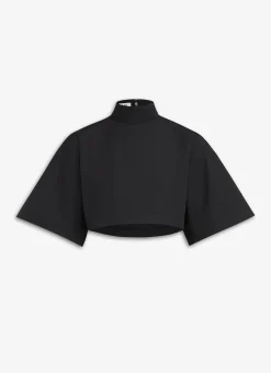 COTTON POPLIN HIGHNECK TOP