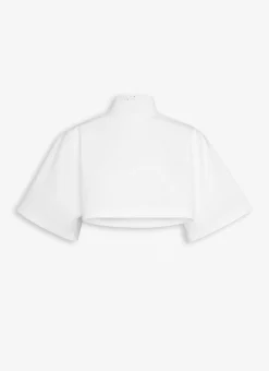 COTTON POPLIN HIGHNECK TOP
