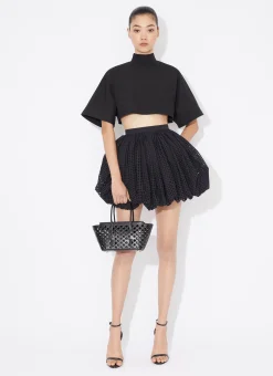 COTTON POPLIN HIGHNECK TOP
