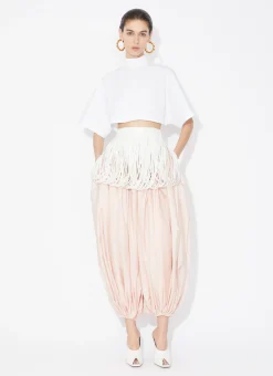 COTTON POPLIN HIGHNECK TOP