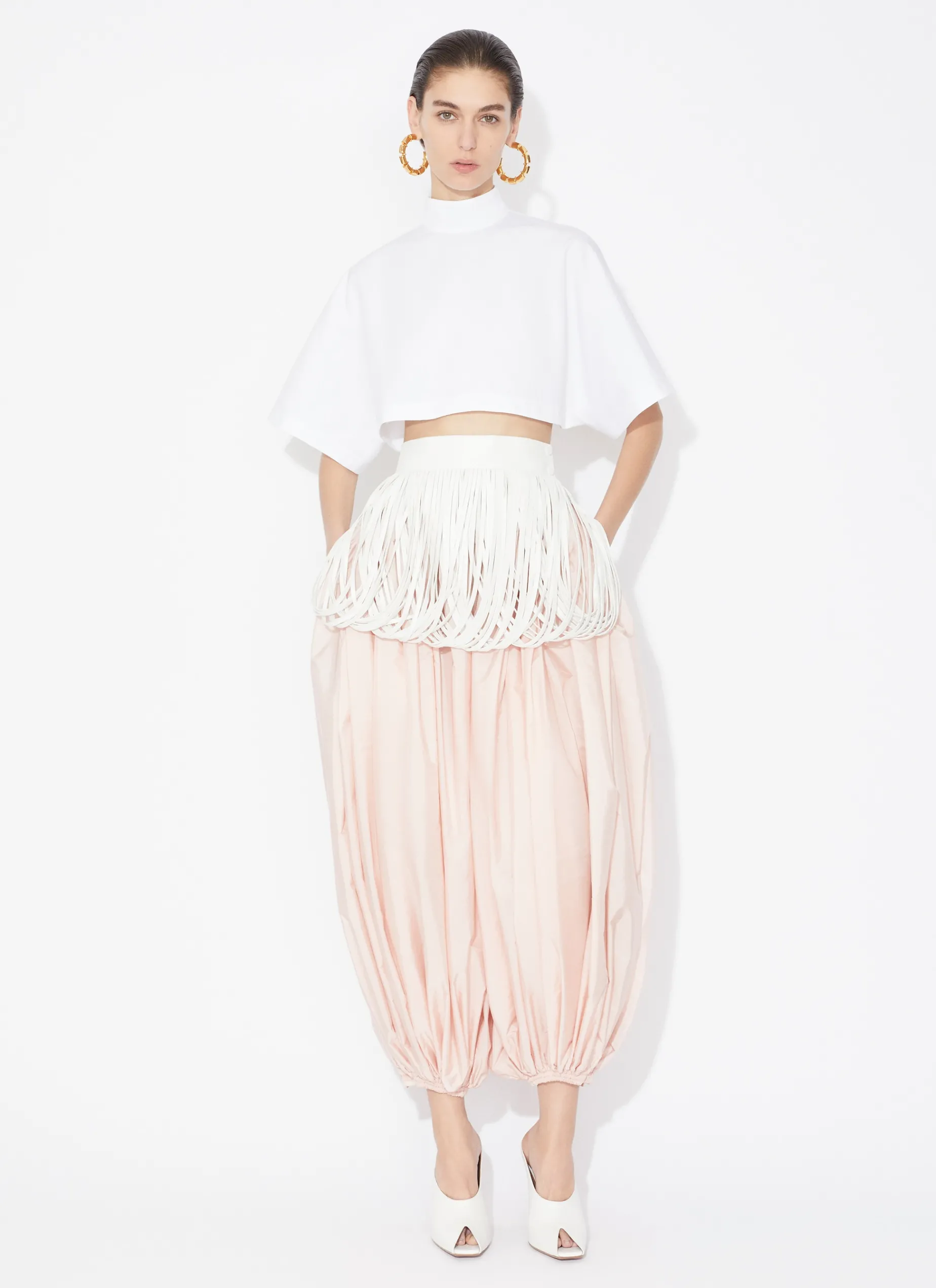 COTTON POPLIN HIGHNECK TOP