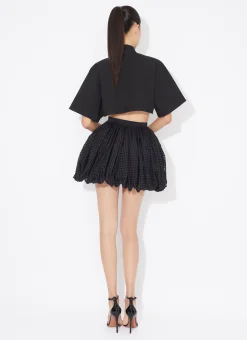 COTTON POPLIN HIGHNECK TOP