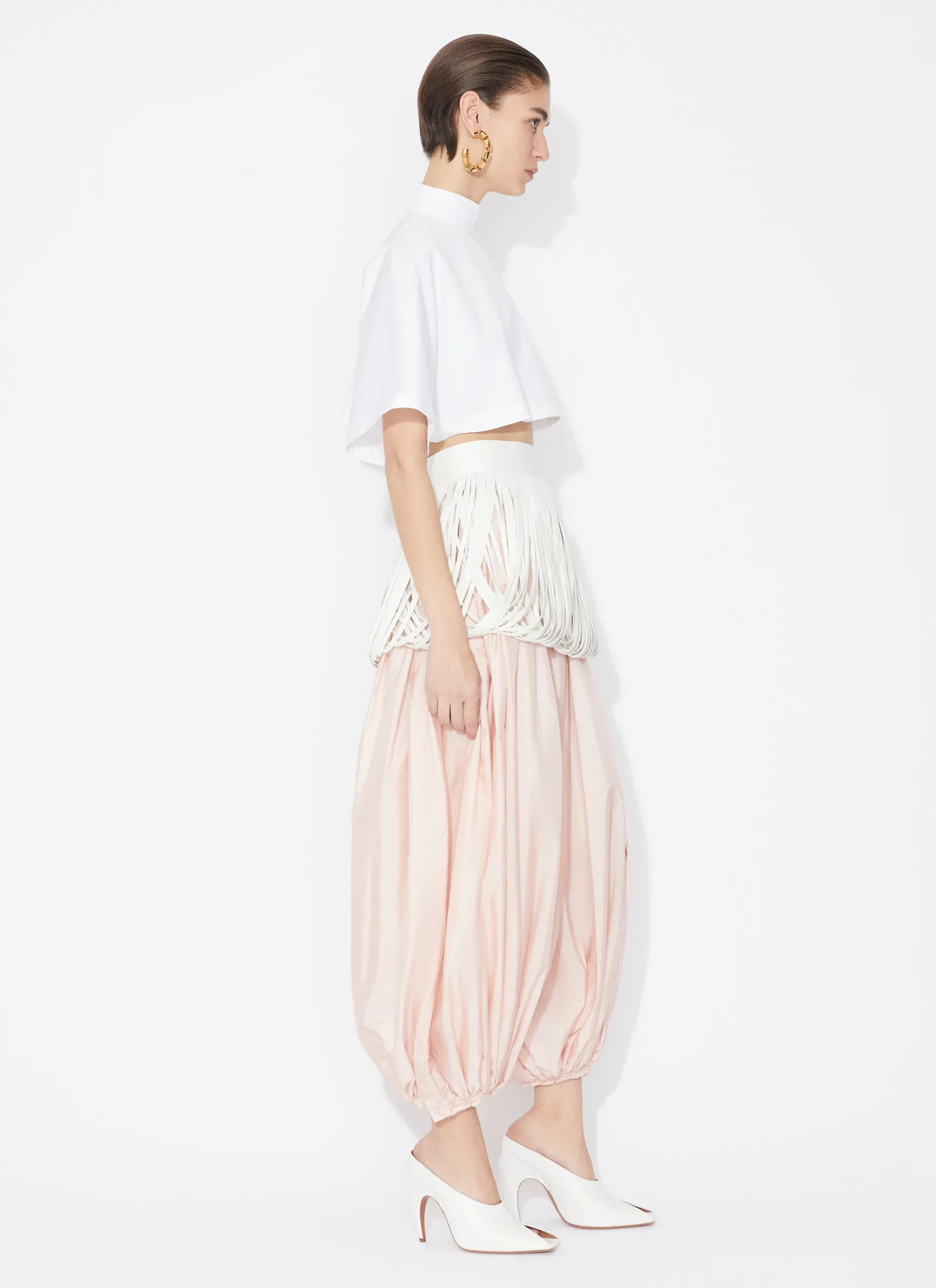COTTON POPLIN HIGHNECK TOP