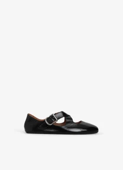 CRISS CROSS BALLET FLATS IN PATENT CALFSKIN