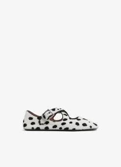 CRISS CROSS BALLET FLATS IN DOTS HAIRCALF