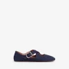 CRISS CROSS BALLET FLATS IN DENIM