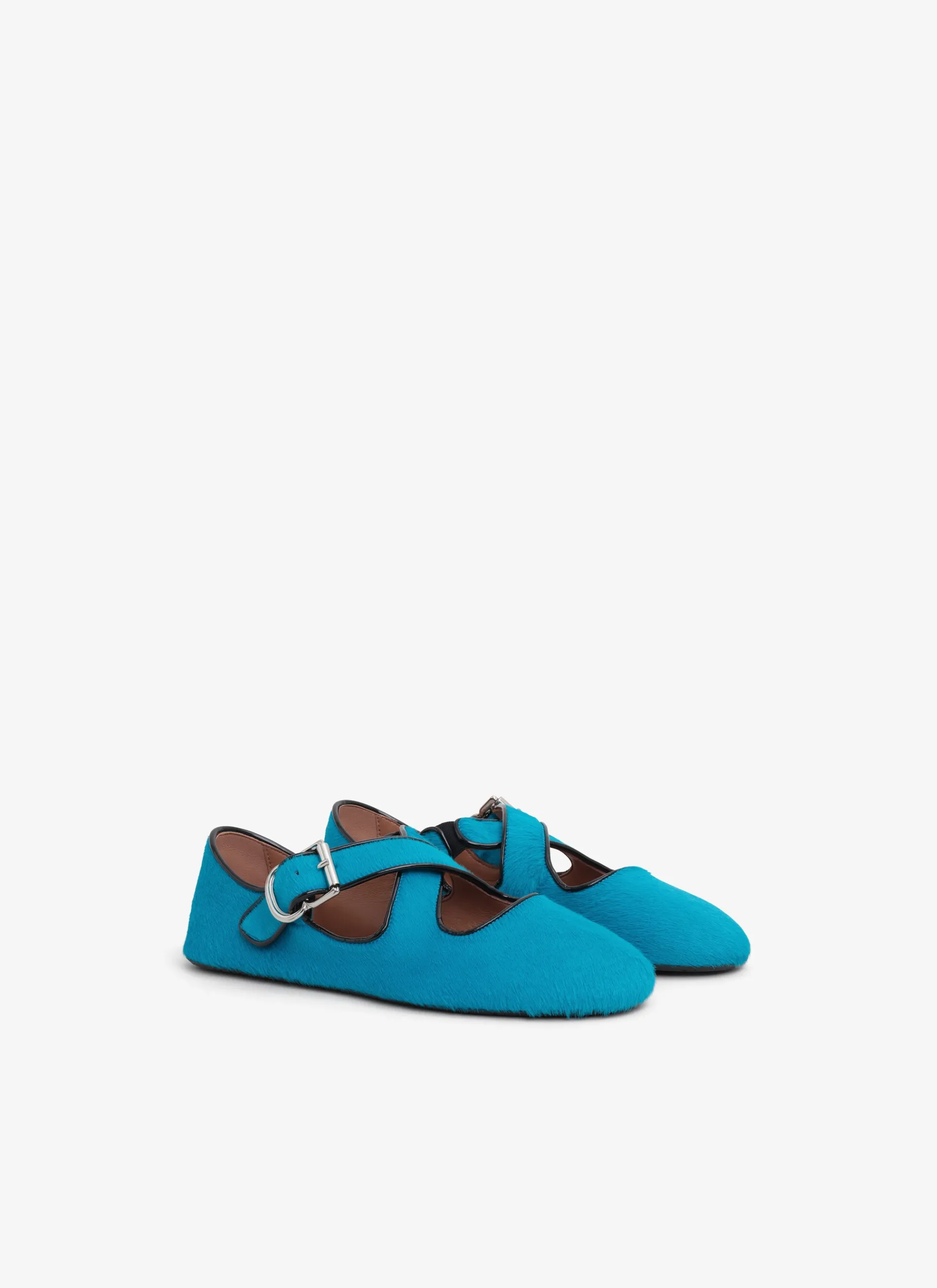 CRISS CROSS BALLET FLATS IN HAIRCALF