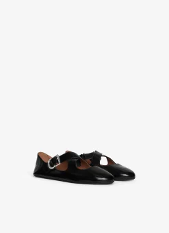 CRISS CROSS BALLET FLATS IN PATENT CALFSKIN