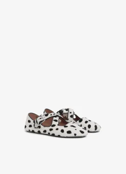 CRISS CROSS BALLET FLATS IN DOTS HAIRCALF