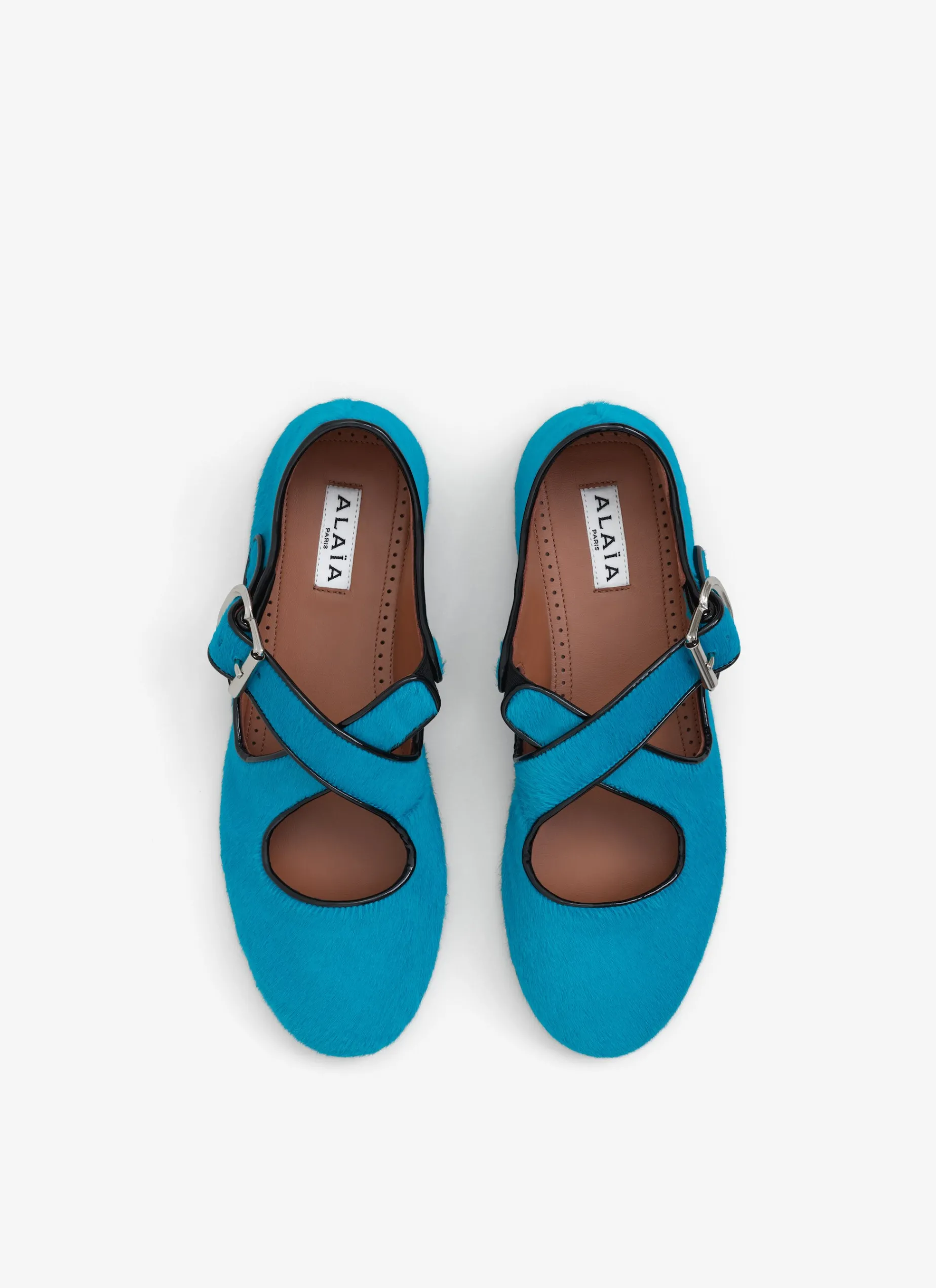 CRISS CROSS BALLET FLATS IN HAIRCALF