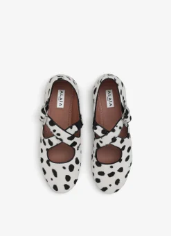 CRISS CROSS BALLET FLATS IN DOTS HAIRCALF