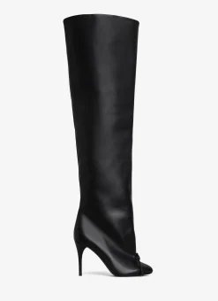DECOLLETE OVER-THE-KNEE BOOTS IN CALFSKIN