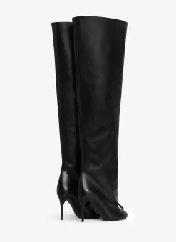 DECOLLETE OVER-THE-KNEE BOOTS IN CALFSKIN