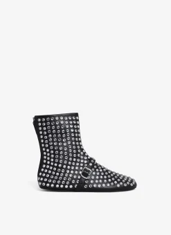HIGH BALLET FLATS IN STRASS LAMBSKIN