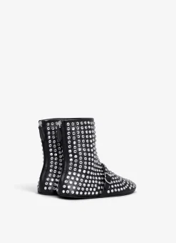 HIGH BALLET FLATS IN STRASS LAMBSKIN