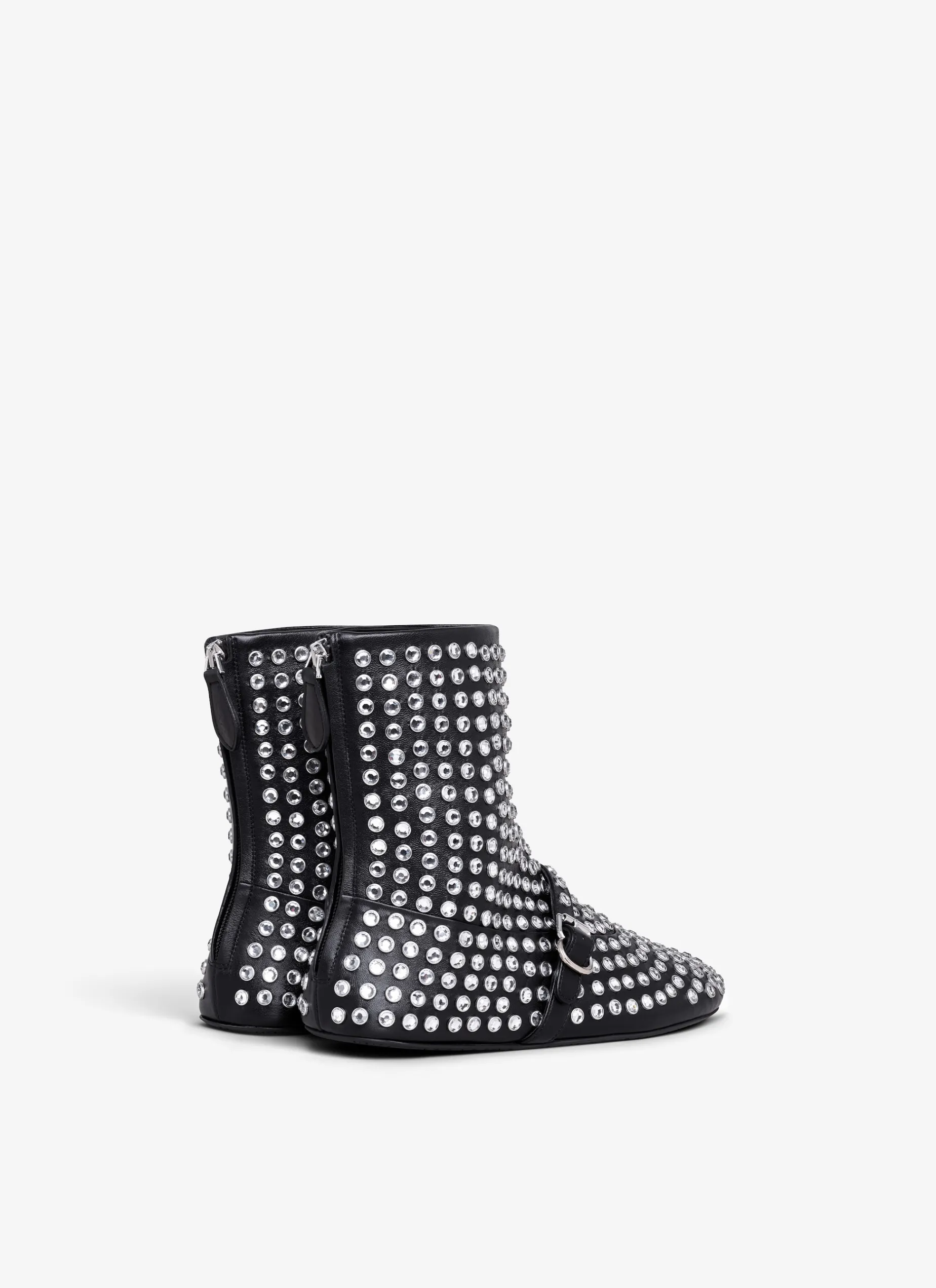 HIGH BALLET FLATS IN STRASS LAMBSKIN