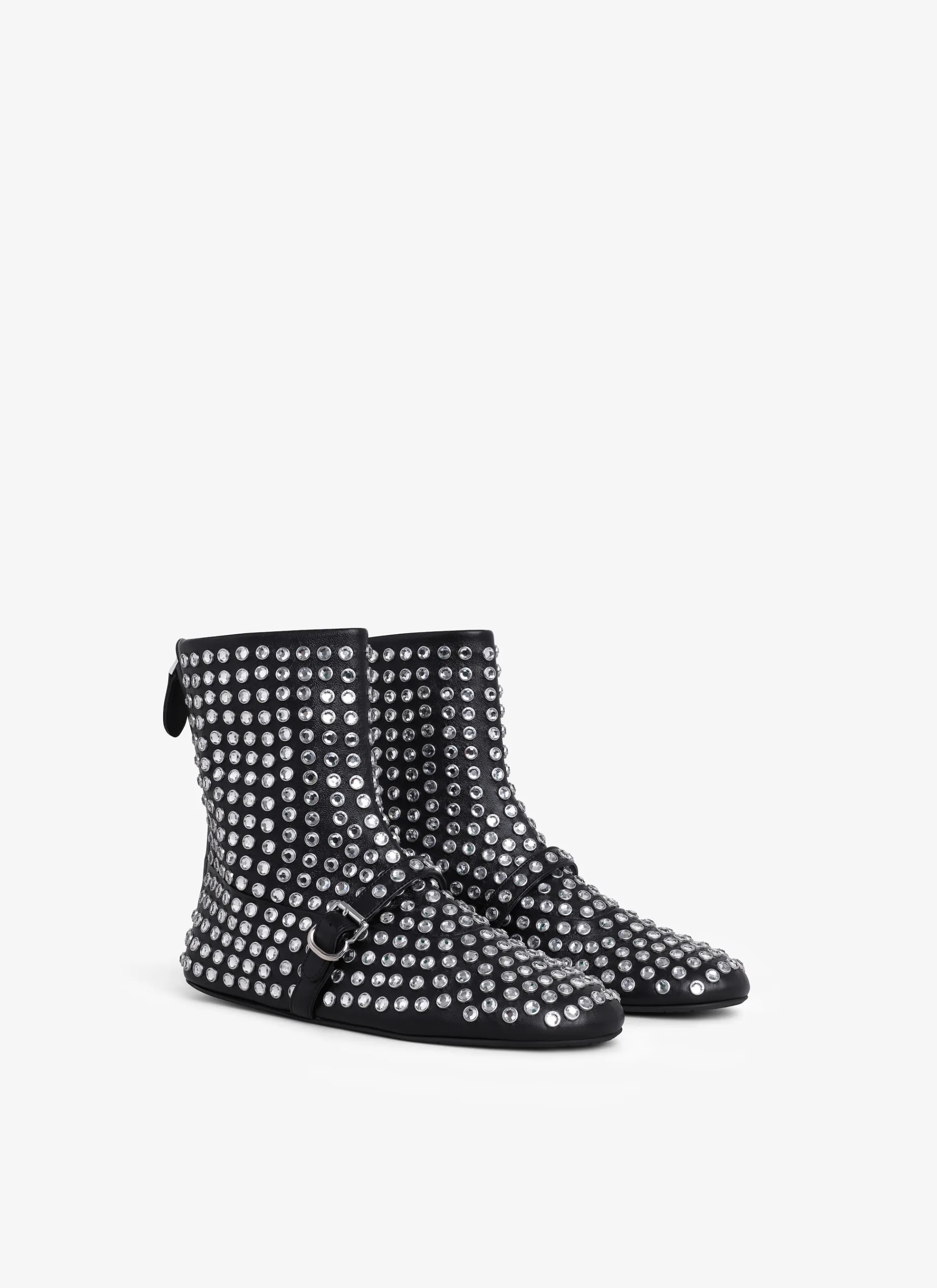 HIGH BALLET FLATS IN STRASS LAMBSKIN