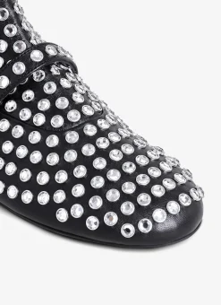 HIGH BALLET FLATS IN STRASS LAMBSKIN