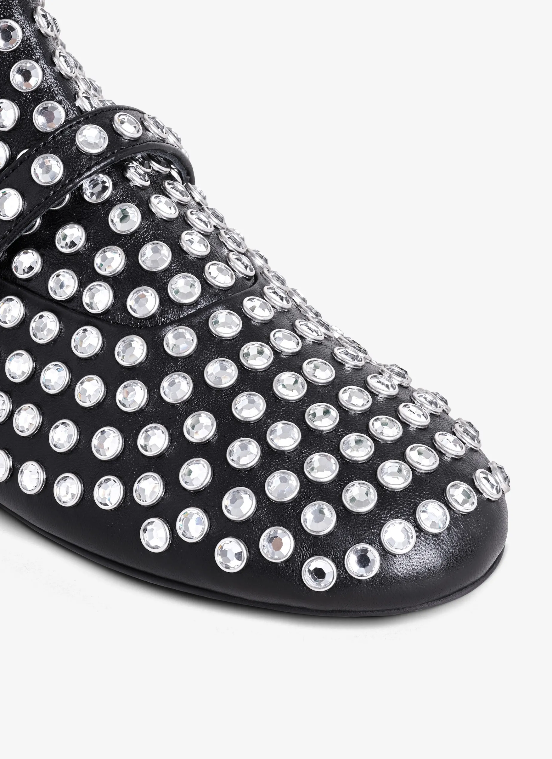 HIGH BALLET FLATS IN STRASS LAMBSKIN