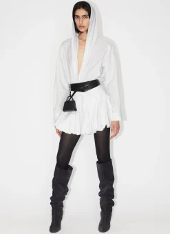 HOODED BODY SHIRT IN COTTON POPLIN