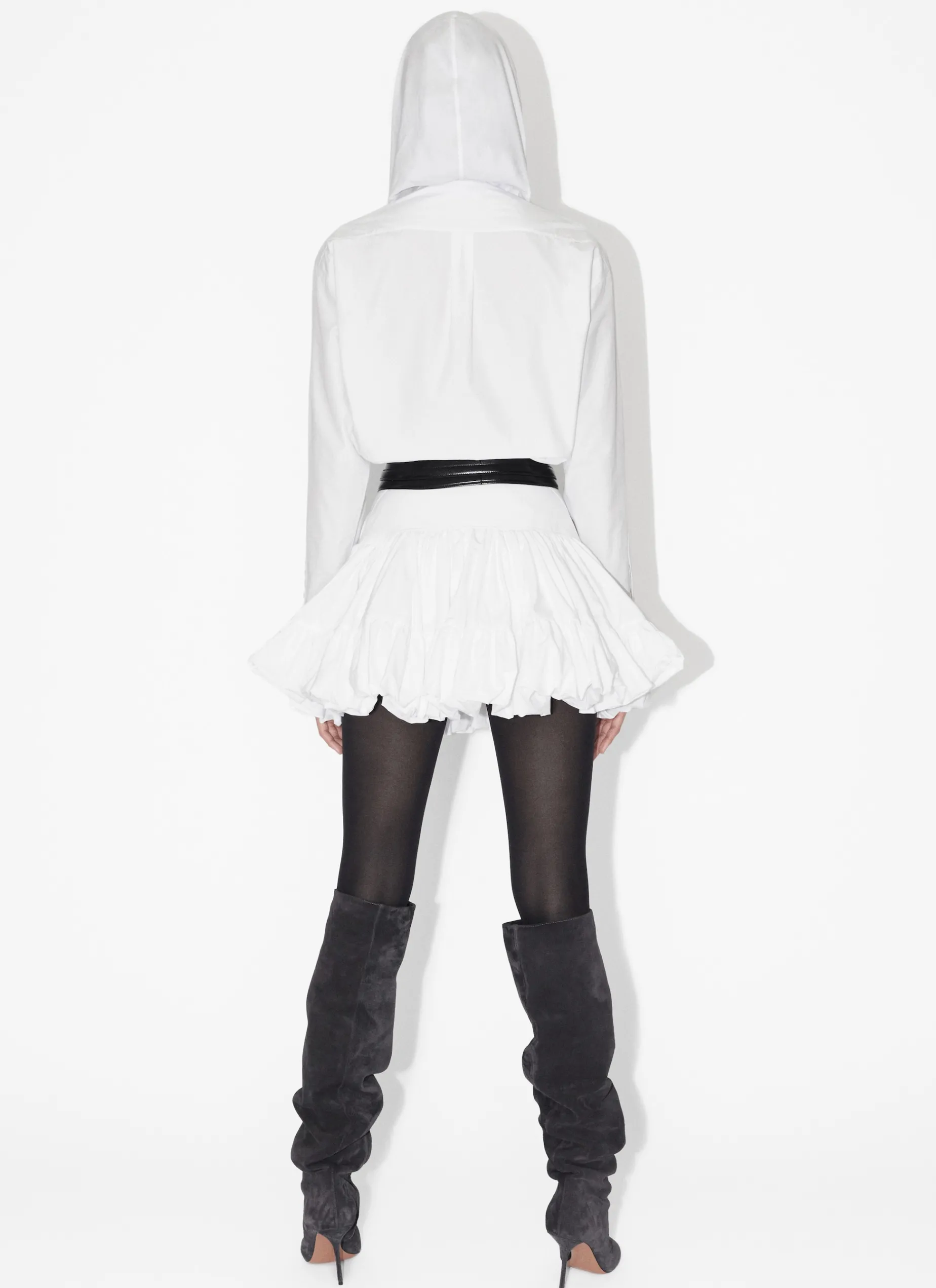 HOODED BODY SHIRT IN COTTON POPLIN
